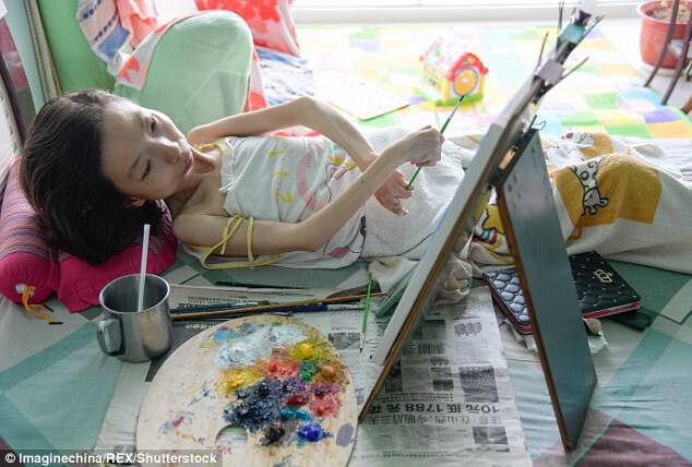 'The world is too beautiful. Even if I am in poor health, I don't want to give up the opportunity to live,' Zhang told MailOnline. She has created more than 300 paintings since 2015