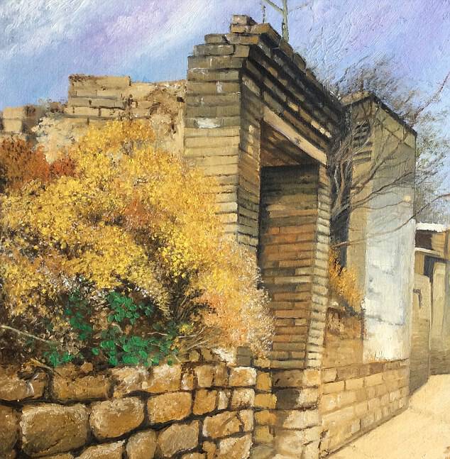 One of Zhang's favourite work, called 'Front Door of my Home' (pictured) was completed by the artist in April. It depicts the house that her father had lived in when he was younger