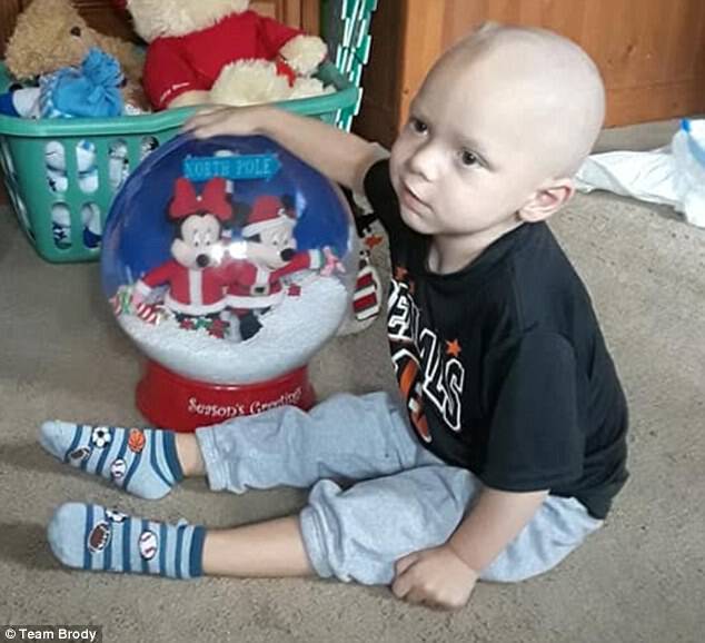 Brody Allen, two, has a rare form of cancer which has caused five tumors to grow in his brain and spine. His parents were told last month that he had just two months left to liveÂ 